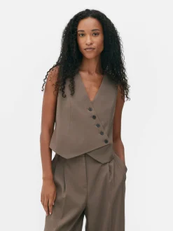 Online Asymmetrische Weste Mit Knopfleiste Damen Blazer