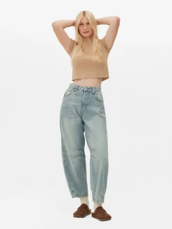 Best Barrel-Jeans Im Used-Look Damen Denim|Jeans