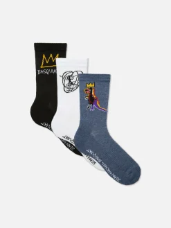 Hot „Basquiat“ Crew-Socken, 3er-Pack Herren Socken