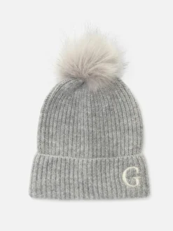 Best Beanie Mit Bommel Und Gestickter Initiale Damen Mützen, Handschuhe Und Schals