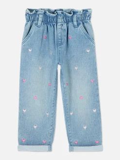 Hot Bestickte Denim-Jeans Mit Herzmotiv Hosen Und Leggings