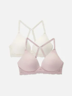 Clearance Bügellose Lounge-BHs Mit Spitzenbesatz, 2er-Pack Damen Bhs