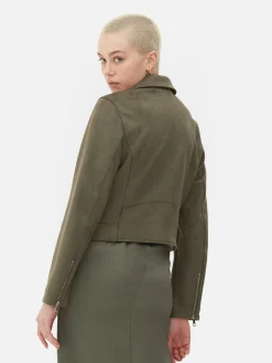 Clearance Bikerjacke In Wildleder-Optik Damen Jacken Und Mäntel