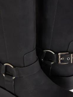 Hot Bikerstiefel Mit Eckiger Zehenpartie Damen Stiefel