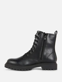 Hot Bikerstiefel Zum Schnüren Damen Stiefel