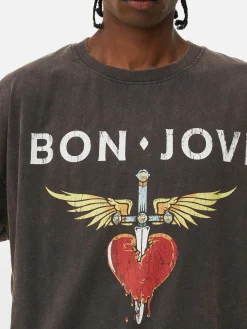Online „Bon Jovi“ T-Shirt Im Oversized-Look Damen/Herren Grafik-T-Shirts Und -Sweatshirts|Tops Und T-Shirts