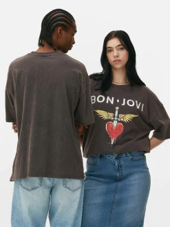 Online „Bon Jovi“ T-Shirt Im Oversized-Look Damen/Herren Grafik-T-Shirts Und -Sweatshirts|Tops Und T-Shirts