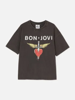 Online „Bon Jovi“ T-Shirt Im Oversized-Look Damen/Herren Grafik-T-Shirts Und -Sweatshirts|Tops Und T-Shirts