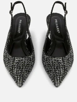 Clearance Bouclé-Slingback-Pumps Mit Kitten-Heels Damen Heels