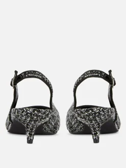 Clearance Bouclé-Slingback-Pumps Mit Kitten-Heels Damen Heels