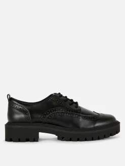 Hot Brogues Mit Dicker Sohle Zum Schnüren Damen Flache Schuhe