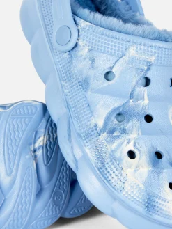 Clogs In Marmoroptik Mit Kunstfellfutter Kinder Hausschuhe