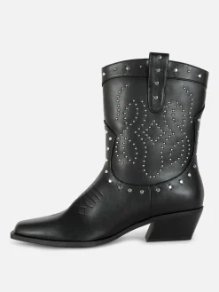 Sale Cowboy-Stiefeletten Mit Nieten Damen Stiefel