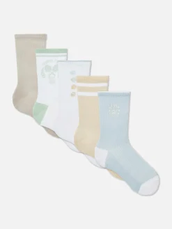 Crew-Socken Mit Grafik, 5er-Pack Damen Socken