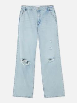 Denim-Jeans Im Used-Look Mit Weitem Bein Damen Denim|Jeans