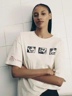 Clearance „Disney Mickey Maus X Keith Haring“ T-Shirt Im Oversized-Look Damen Tops Und T-Shirts