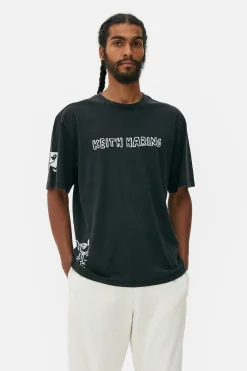 Outlet „Disney Micky Maus X Keith Haring“ T-Shirt Mit Acid-Waschung Herren Grafik-T-Shirts Und -Sweatshirts|Tops Und T-Shirts