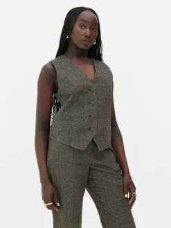 Online Einreihige „Rita Ora“ Weste Mit Fischgrätmuster Damen Blazer