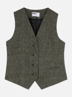 Online Einreihige „Rita Ora“ Weste Mit Fischgrätmuster Damen Blazer