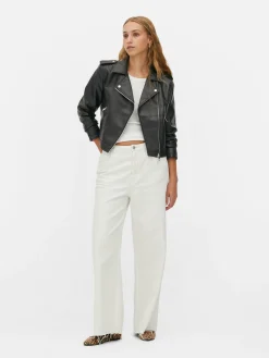 Sale Essential Bikerjacke Aus Kunstleder Damen Jacken Und Mäntel