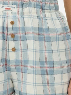 Outlet Flanell-Schlafanzugshorts Mit Karomuster Damen Schlafanzughosen