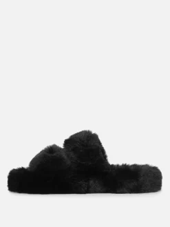 Discount Flauschige Hausschuhe Mit Doppelriemen Damen Hausschuhe|Hausschuhe