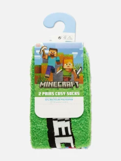 Clearance Flauschige Minecraft-Socken, 2er-Pack Kinder Socken