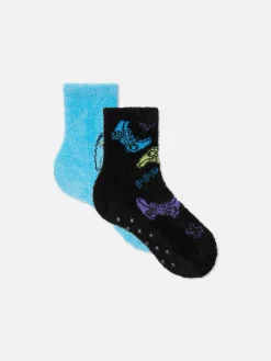 Discount Flauschige Socken Mit Gamecontroller-Design, 2er-Pack Kinder Socken