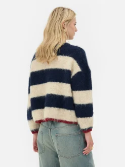 Best Flauschiger „Rita Ora“ Strickpullover Mit Streifen Damen Pullover Und Cardigans