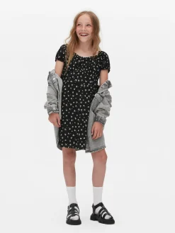 Hot Gekräuseltes Kleid Mit Blumenmuster Kinder Kleider