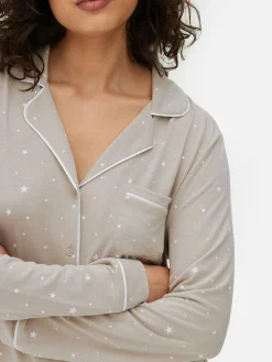 Best Gemusterter, Langer Boyfriend-Schlafanzug Damen Schlafanzüge