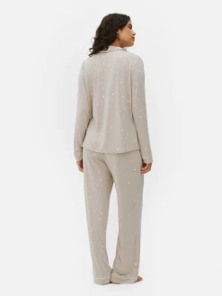 Best Gemusterter, Langer Boyfriend-Schlafanzug Damen Schlafanzüge