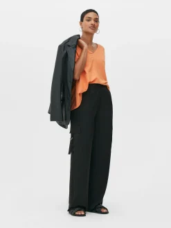 Best Gerade Geschnittene Tunika Mit V-Ausschnitt Damen Blusen