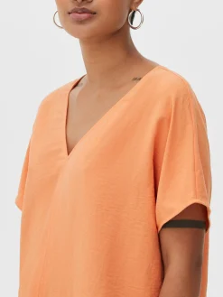 Best Gerade Geschnittene Tunika Mit V-Ausschnitt Damen Blusen