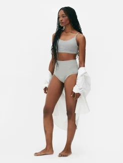 Sale Gerippte Slips Mit Hohem Bund, 3er-Pack Damen Slips