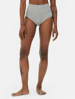 Sale Gerippte Slips Mit Hohem Bund, 3er-Pack Damen Slips