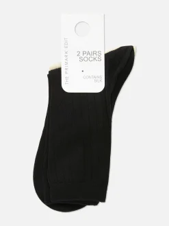 Gerippte „The Edit“ Socken, 2er-Pack Damen Socken