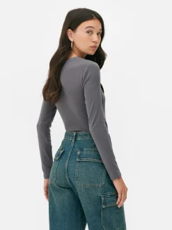 Outlet Gerippter Body Mit Weicher Haptik Damen Tops Und T-Shirts