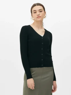 New Gerippter Cardigan Mit V-Ausschnitt Damen Pullover Und Cardigans