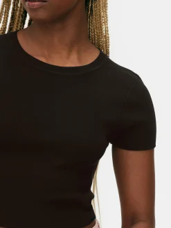 Clearance Geripptes, Bauchfreies Top Damen Tops Und T-Shirts