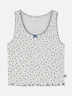 Best Geripptes Schlafanzug-Tanktop Mit Blümchenmuster Damen Schlafanzugoberteile