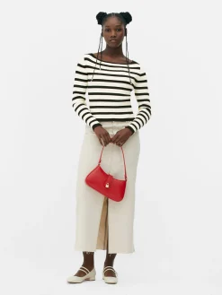 Discount Geripptes Top Mit U-Boot-Ausschnitt Damen Pullover Und Cardigans