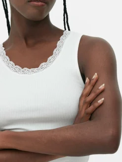 Discount Geripptes Trägertop Mit Spitzenbesatz Damen Tops Und T-Shirts