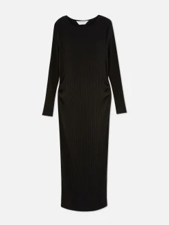 Hot Geripptes Umstands-Midikleid Damen Kleider