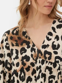 Outlet Gesmoktes Minikleid Mit V-Ausschnitt Damen Kleider