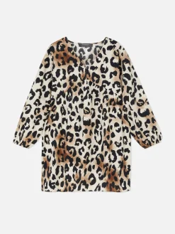 Outlet Gesmoktes Minikleid Mit V-Ausschnitt Damen Kleider