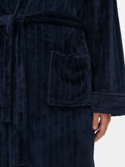 Sale Gestreifter Bademantel Mit Ausgebranntem Effekt Herren Schlafanzüge