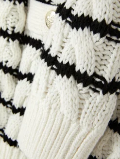 Gestreifter Cardigan Mit Zopfmuster Damen Pullover Und Cardigans