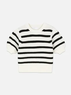 Best Gestreifter Pullover Mit Puffärmeln Damen Pullover Und Cardigans