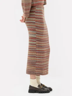 Online Gestreifter „Rita Ora“ Strick-Midirock Zum Kombinieren Damen Röcke